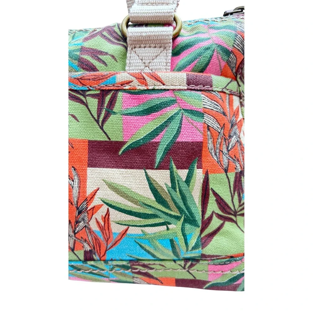 Color Block Palms Design Canvas Short Hobo Purse 13 × 8